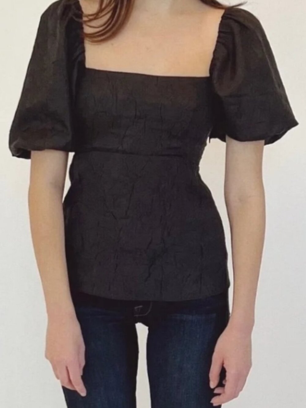 Hill House Home The Matilda Top Black Taffeta Size XS